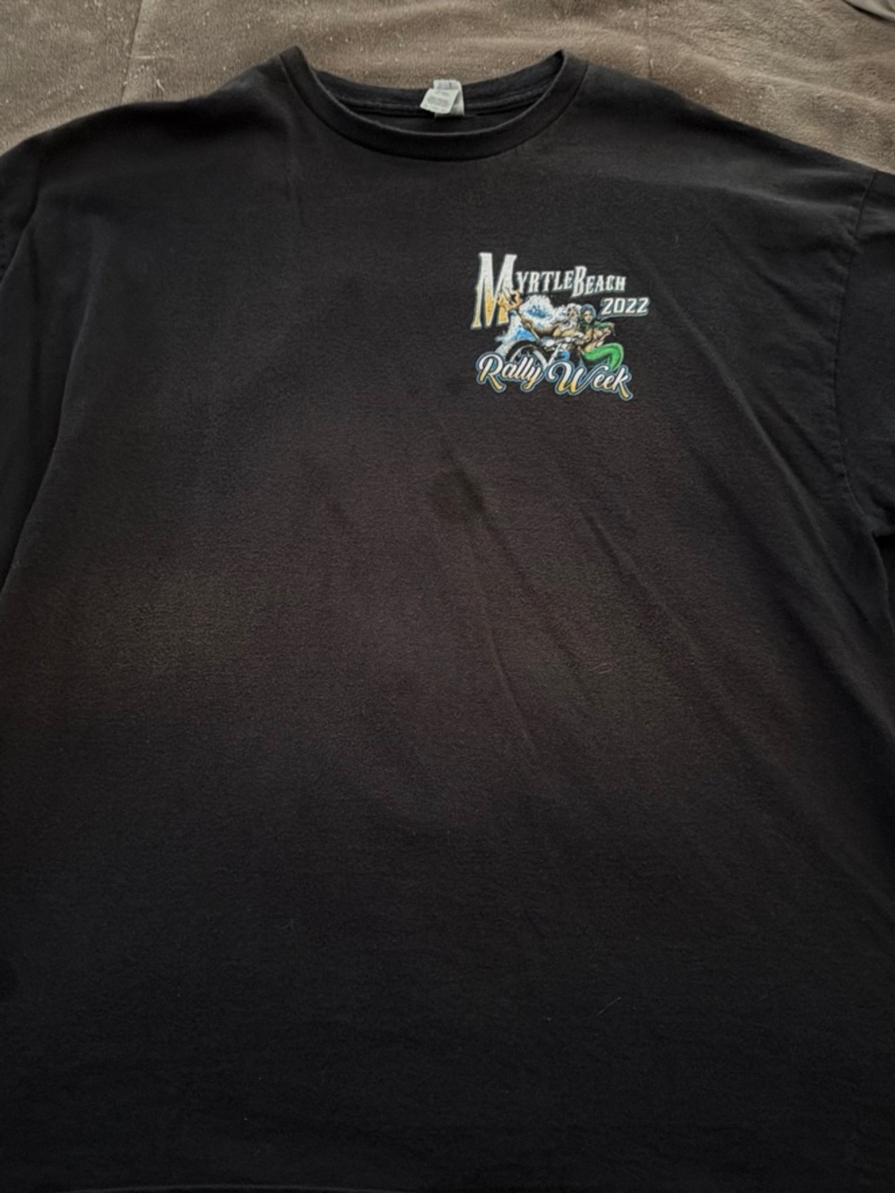 Gildan Black Men's Crewneck Tee with Colorful Myrtle Beach Rally Week Graphic
